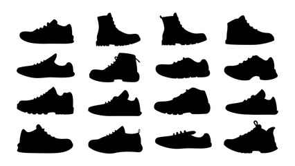 set of shoe silhouette vector on tranparent background