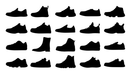 set of shoe silhouette vector on tranparent background