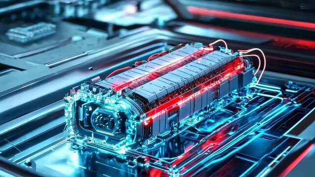 Futuristic High-Tech Battery Module Dynamic Display