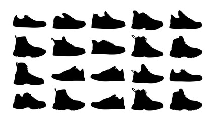 set of shoe silhouette vector on tranparent background