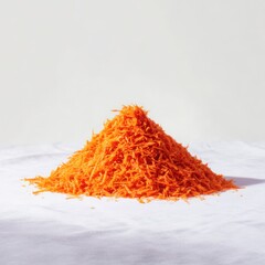 Fototapeta premium Pile of shredded carrot, isolated on white background
