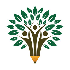 Natural Tree of Knowledge Education Logo vector design.