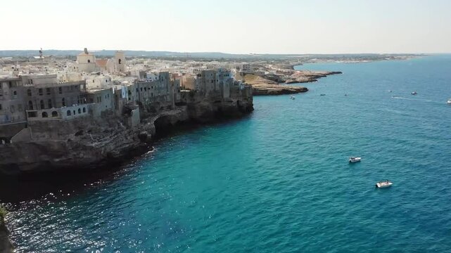 Aerial view of the Polignano a Mare, Puglia, Italy.
