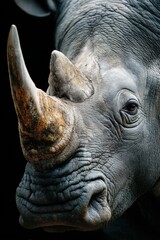 Obraz premium Majestic Rhino CloseUp Portrait - Save The Rhino Day