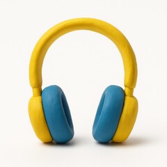 pair of headphones made of plasticine on a white background