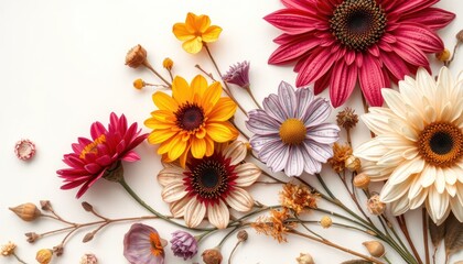 Colorful flower arrangement on white background (1)