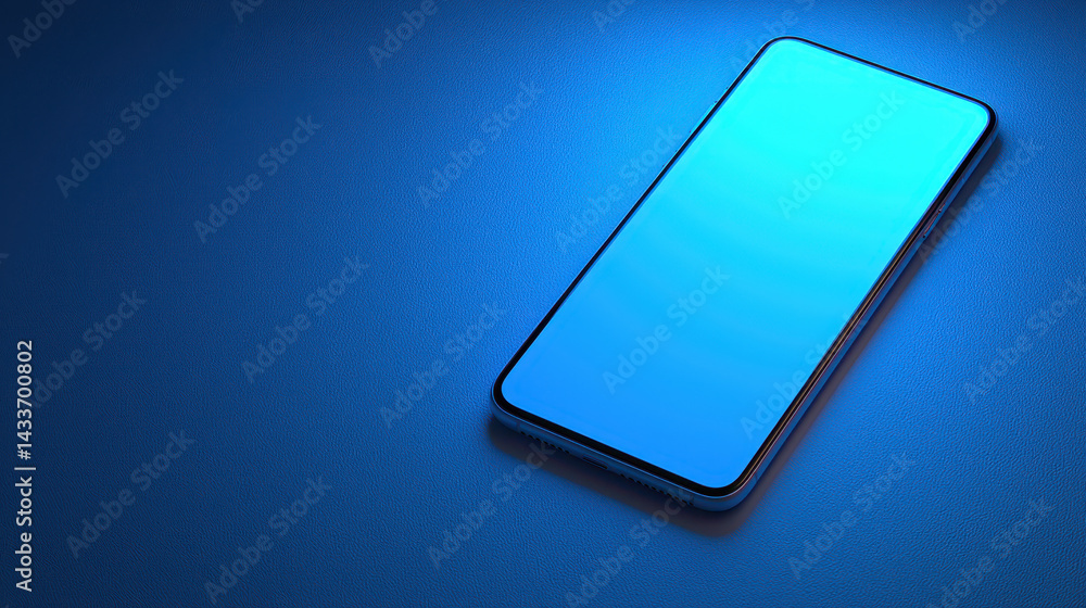 Poster modern smartphone on a sleek white background with soft lighting and geometric elements enhancing mi