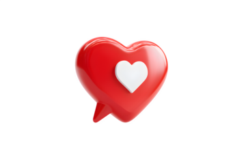 Red heart like icon on transparent background
