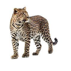 Obraz premium The leopard in front of white background