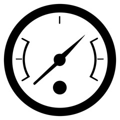 Vector silhouette of a black gauge showing measurement on a round dial design