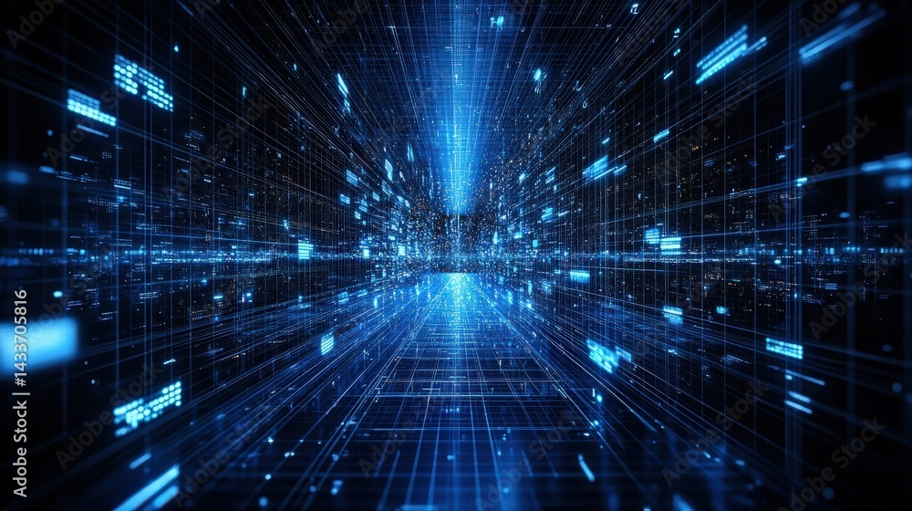 Poster digital tunnel of data flow