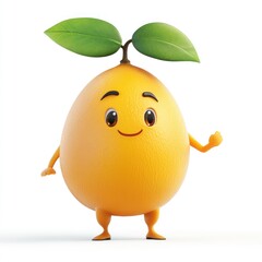 cute cartoon sapota character isolated 3D render on white background 