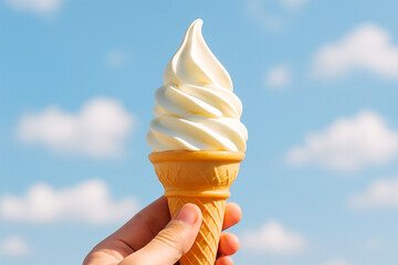 青空に映えるソフトクリーム