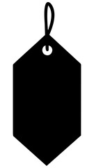 Black vector silhouette of a blank tag for labeling and design use in various projects