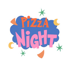 Pizza Night Fun Event Hand Lettered Graphic Illustration