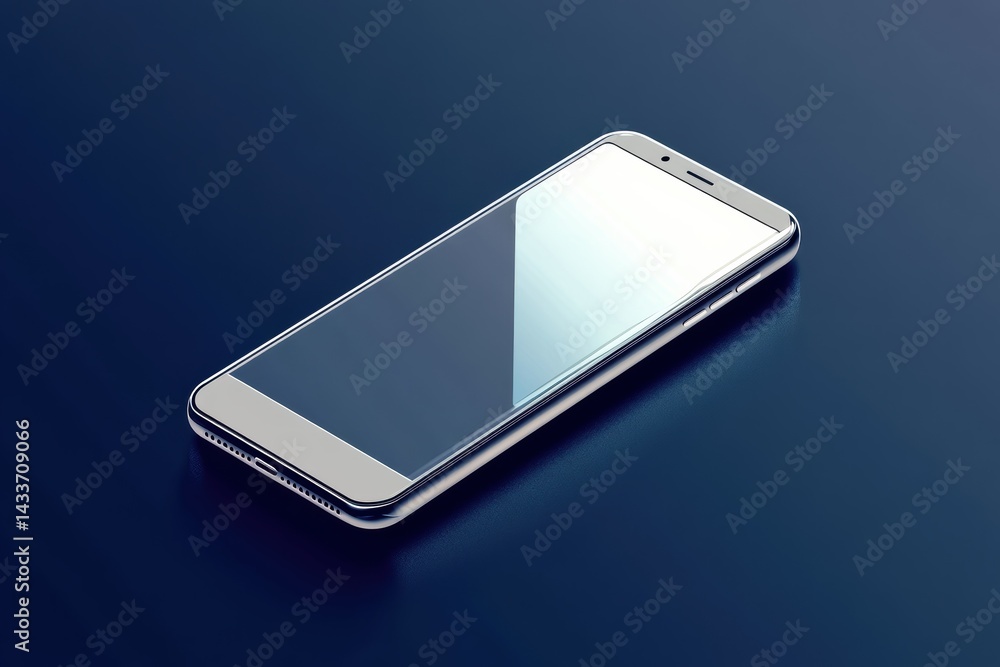 Aufkleber smartphone displayed on a smooth dark blue surface with sleek design and shiny screen