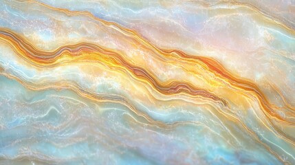 Abstract gold marble texture with blue and white swirls