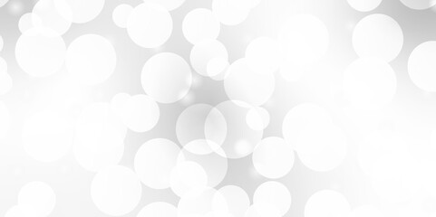 Beautiful white soap bubbles float as background. Dreamy soft focus wallpaper backdrop. Light grey diffuse glowing floating holiday circle dots pattern. 3d rendering.	