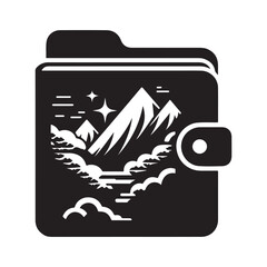 Folder Silhouette Vector Illustration, Solid White Background.