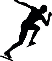 start athlete in speed skating competition, black silhouette