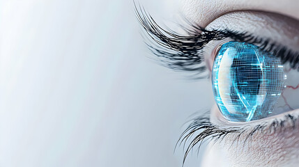 Close Up Of Digital Eye With Glowing Light Effect