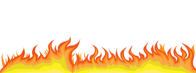 Hand-drawn blazing fire border, fiery Inferno graphic, abstract fire illustration, fire design element, burning energy border