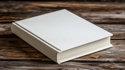 White Book on Rustic Wooden Surface