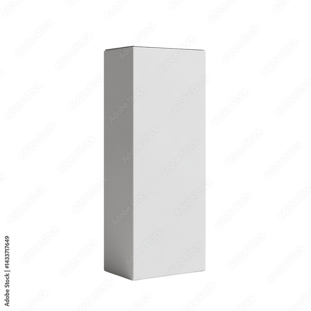 Poster minimalist white rectangular box on a stark plain setting, showcasing packaging design possibilities