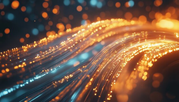 Close-Up Of Network Cables And Hub With Fiber Optic Cables. This Image Showcases The Intricate Connections Used In Modern Networking Technology.