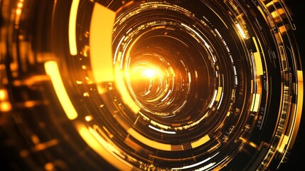 Abstract circuit technology system with digital lines and connections on dark background. High-tech concept for business presentation, innovation, electronics, and futuristic digital interface