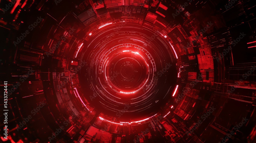 Poster abstract circuit technology system with digital lines and connections on dark background. high-tech 