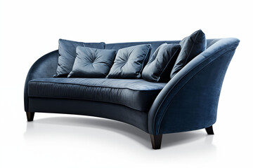 Dark blue sofa, isolated on white background.