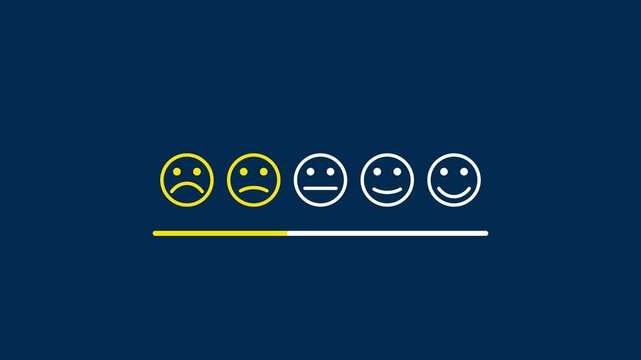 Low satisfaction feedback scale with sad faces