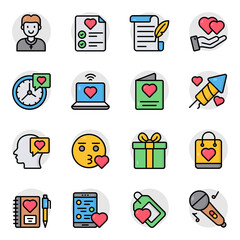 Set of Love and Passion Flat Icons