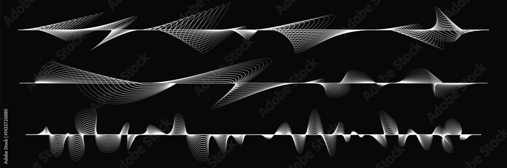 Poster digital sound equalizer . audio signal frequency signal . abstract flow linear fluid wavy shape . ac