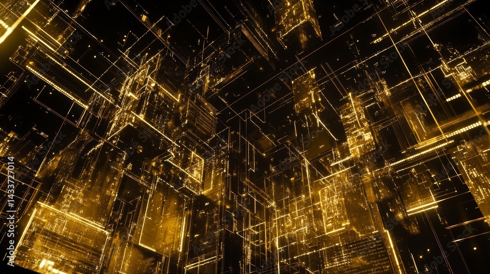 Poster abstract circuit technology system with digital lines and connections on dark background. high-tech 