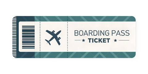 A digital boarding pass ticket isolated on a transparent background. Great for travel apps, bookings, and airline themes.