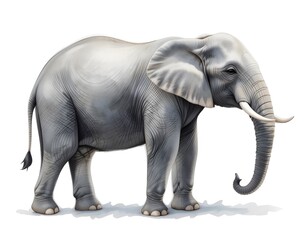 Obraz premium Majestic African Elephant: A Detailed Illustration of an Adult Elephant on White Background