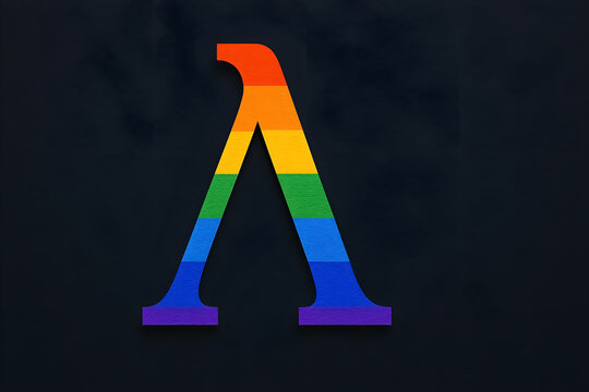 LGBTQ+ community symbol (e.g., lambda, pink triangle) in vibrant colors