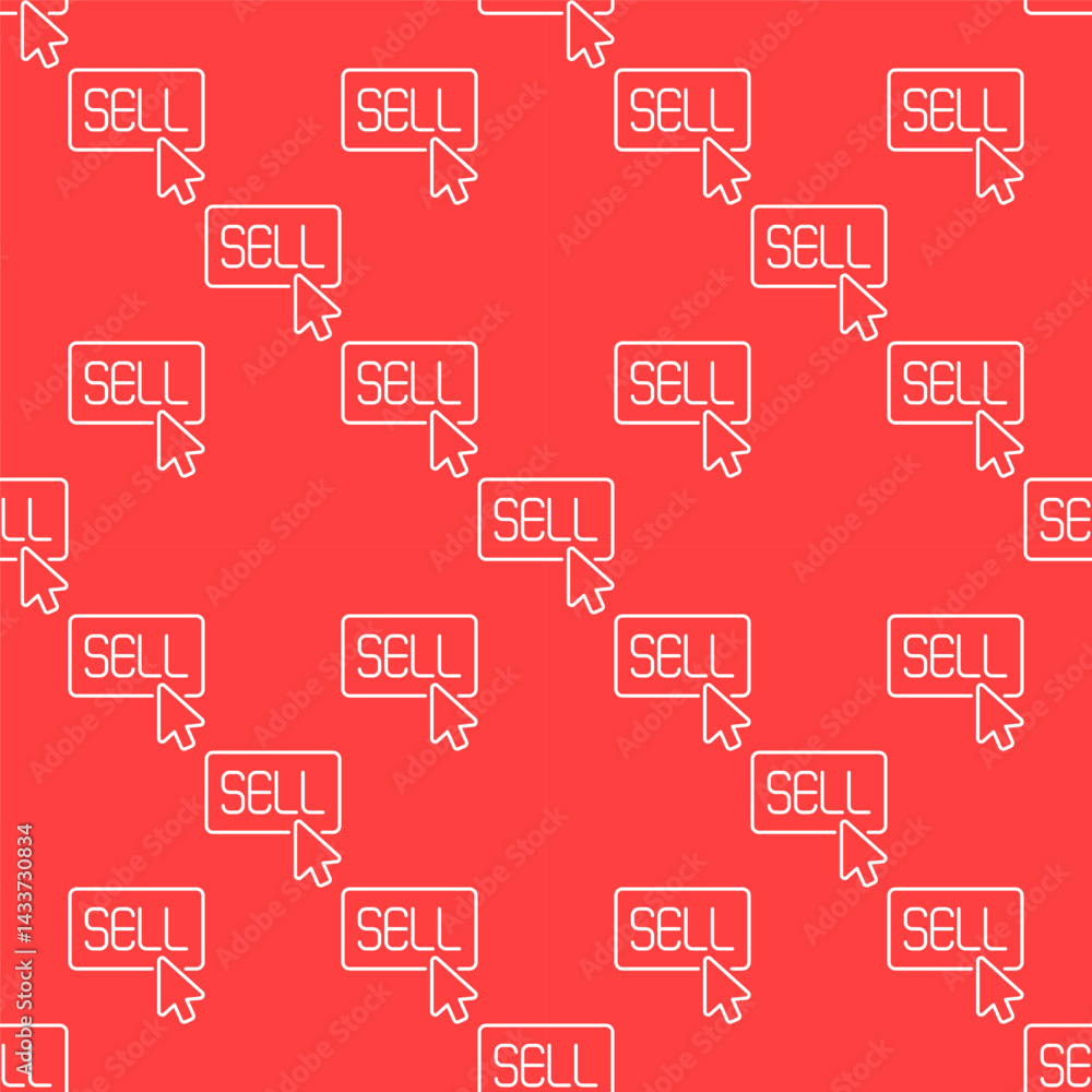 Poster sell button - cryptotrading vector thin line seamless pattern