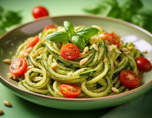 Zucchini-Nudeln mit Pesto