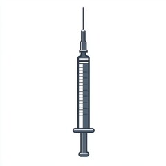 Simple vector icon representing a long syringe design on a clean white background