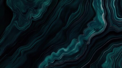 Fototapeta premium Deep teal and black marbled abstract design.
