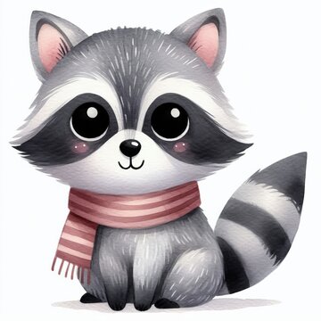 Animal estilo acuarela, minimalista. mapache