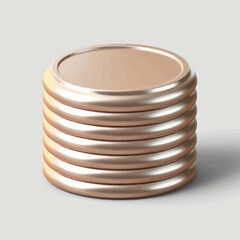 Obraz premium Stack of Rose Gold Round Metal Discs on White Background