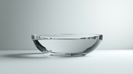A sleek crystal podium with a polished, smooth surface, floating on a white background