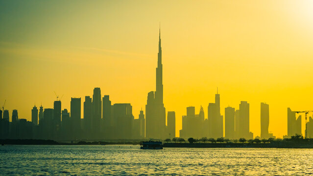 Dubai, UAE- 25.04.2025: Dubai city view during daytime, Creek Harbor city area. High quality photo