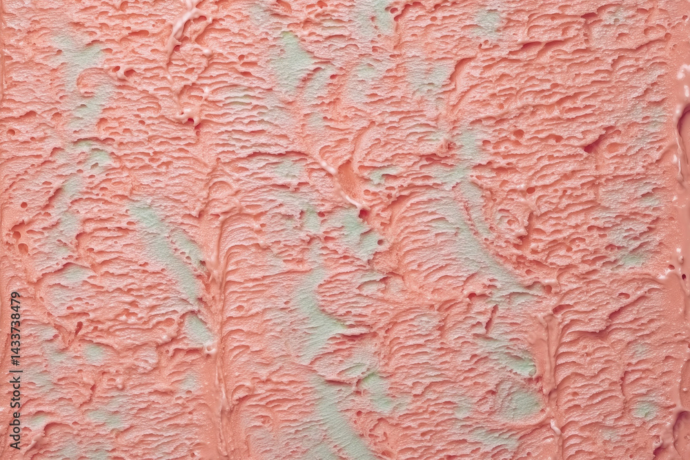 Poster ice cream, textured surface with wavy pattern in soft pink color, resembling creamy or frosted mater