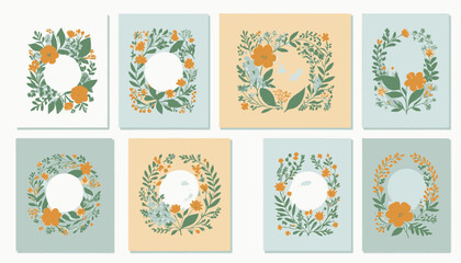 Floral Wreath Collection_Hand Drawn Botanical Frames_Perfect for Wedding Invitations_Greeting Cards and Stationery Designs_Elegantly Crafted Floral Art