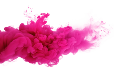 A vibrant pink smoke cloud against a stark transparent background creating a dreamy abstract effect png